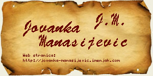Jovanka Manasijević vizit kartica